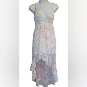 Rue21 Women's White Floral Lightweight High Low Dress Size XXS NWT
